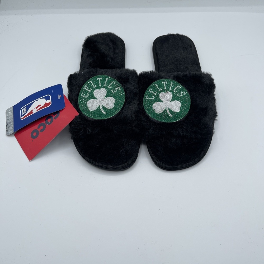 FOCO NBA Celtics Fuzzy Slide Slippers Women's Size Small New